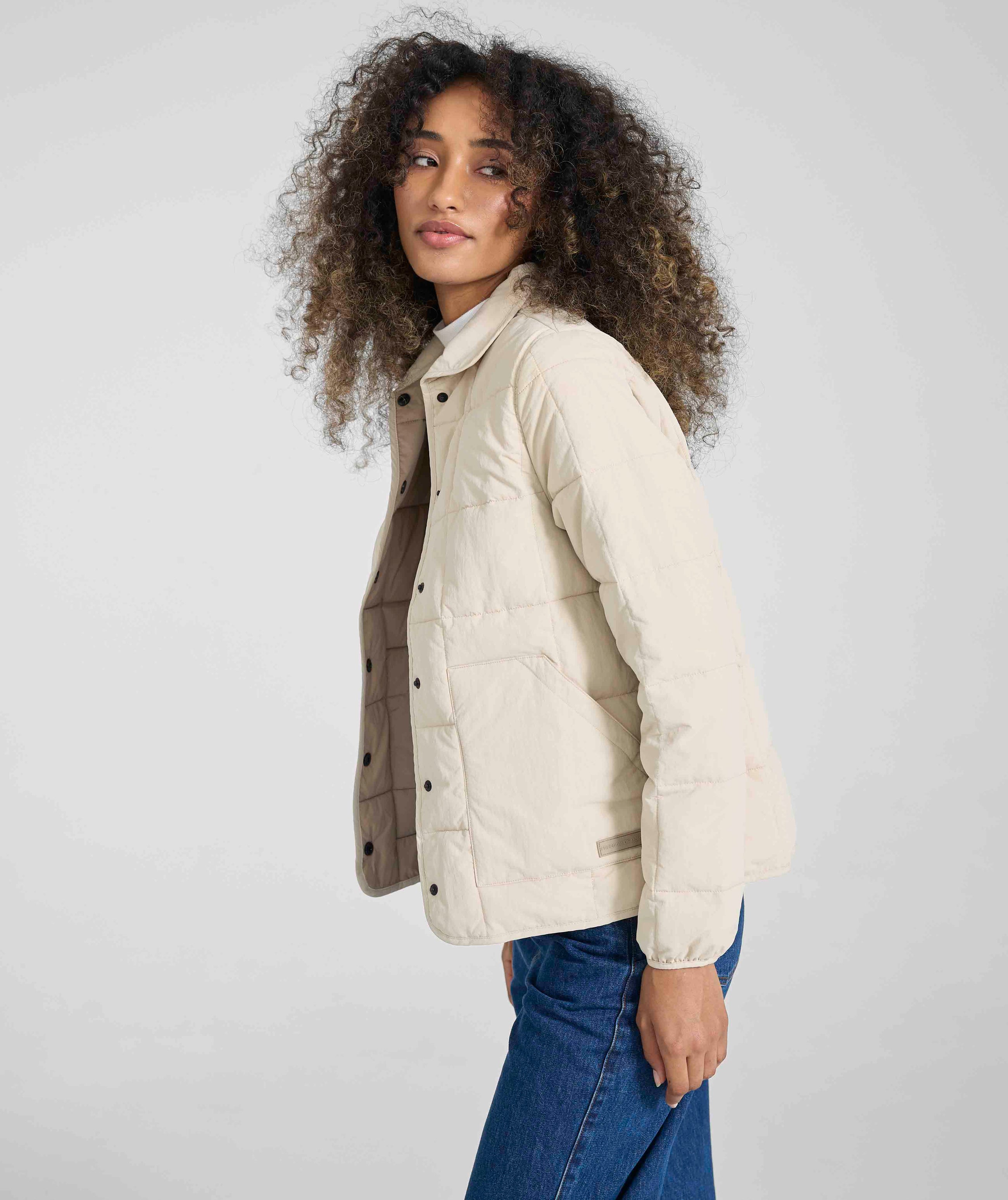 Ladies Quilted Puffer Jacket - Ivory