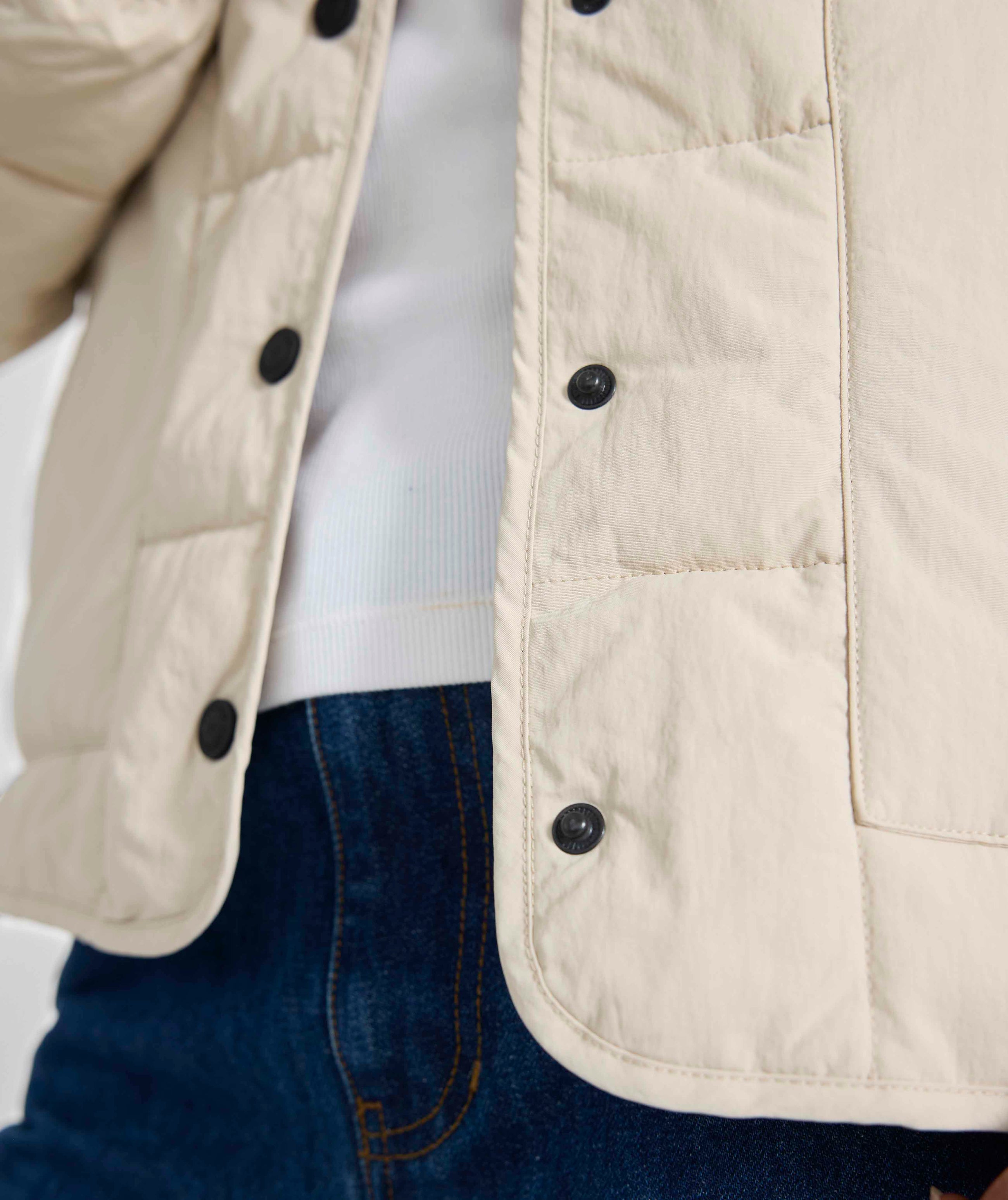Ladies Quilted Puffer Jacket - Ivory
