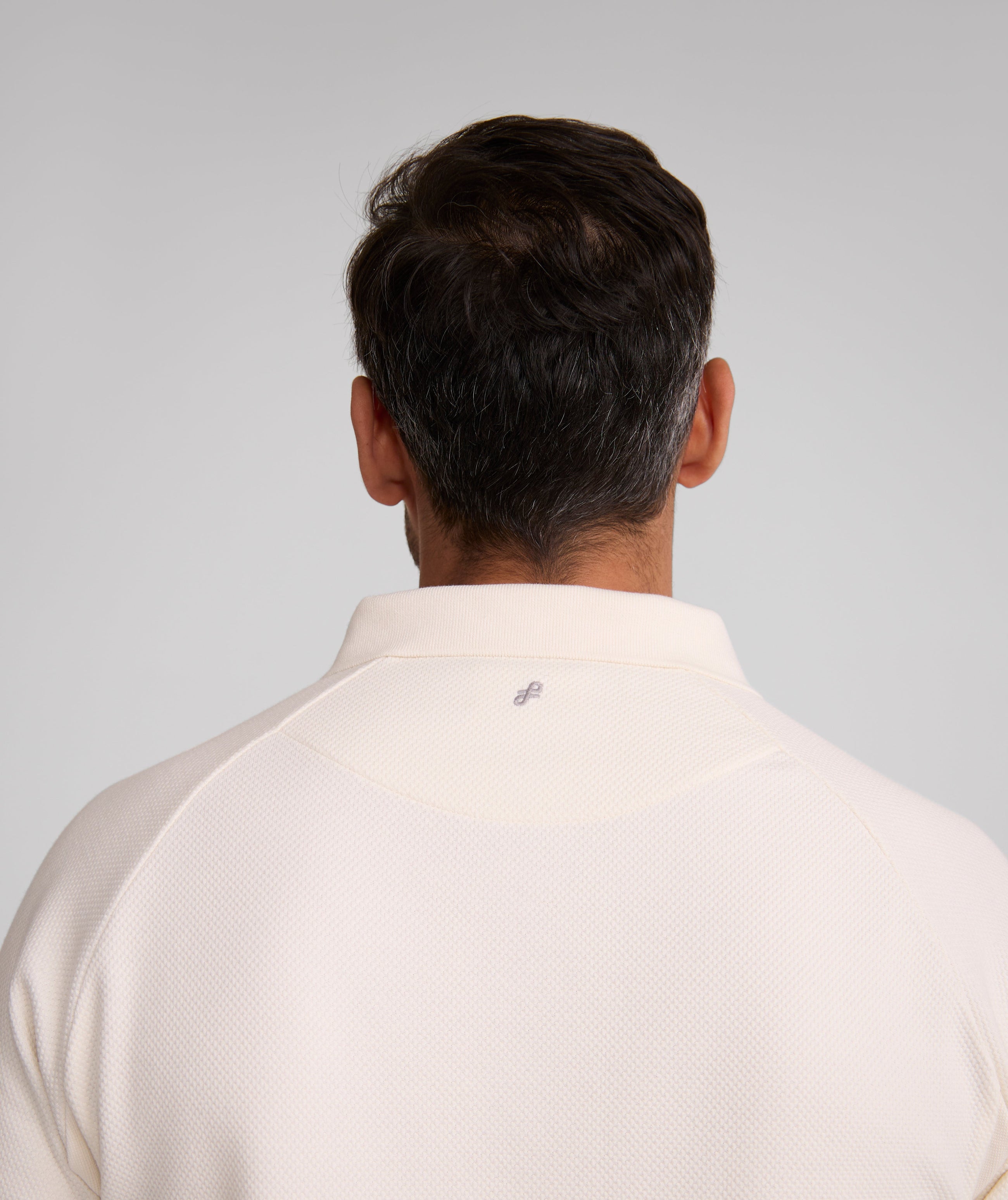Mens Long Sleeve Honeycomb Golfer - Ivory