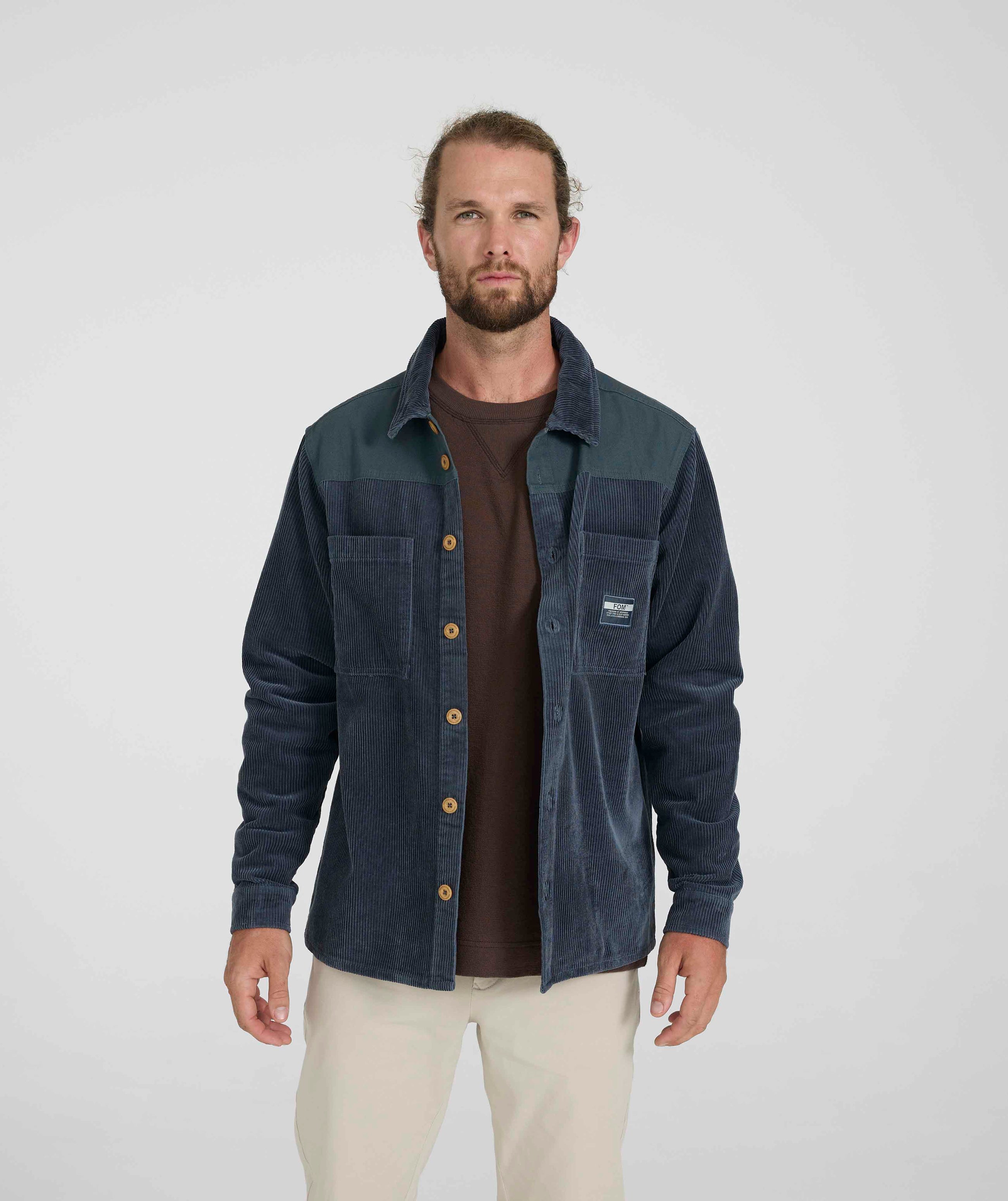 Mens Corduroy Overshirt - Slate Blue