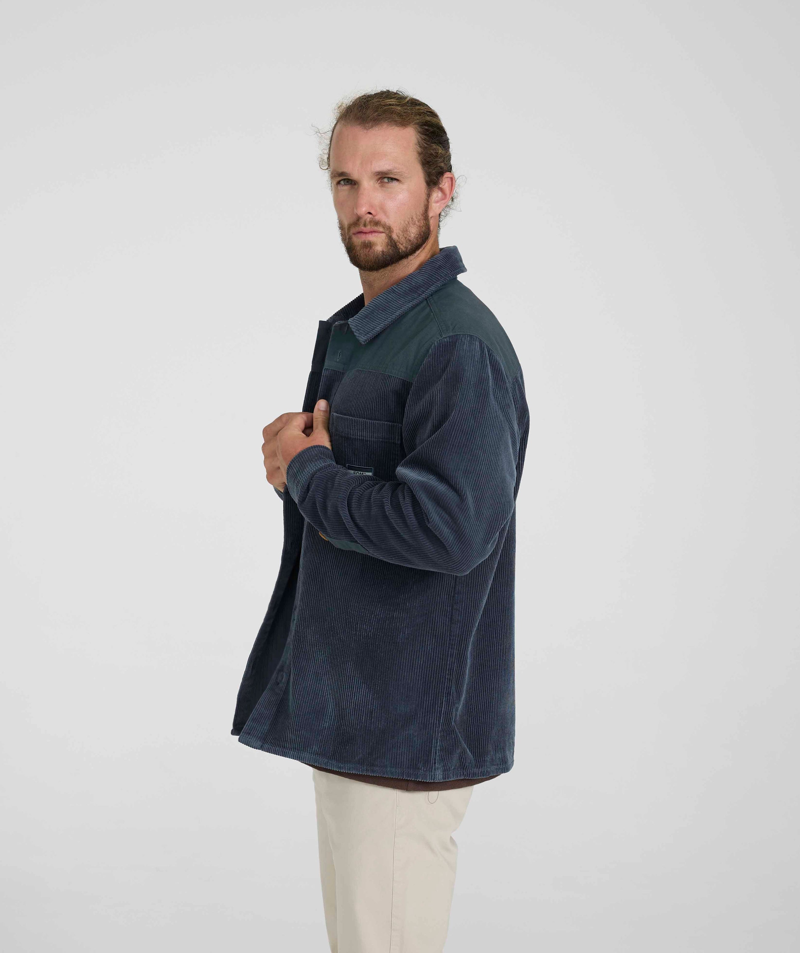 Mens Corduroy Overshirt - Slate Blue