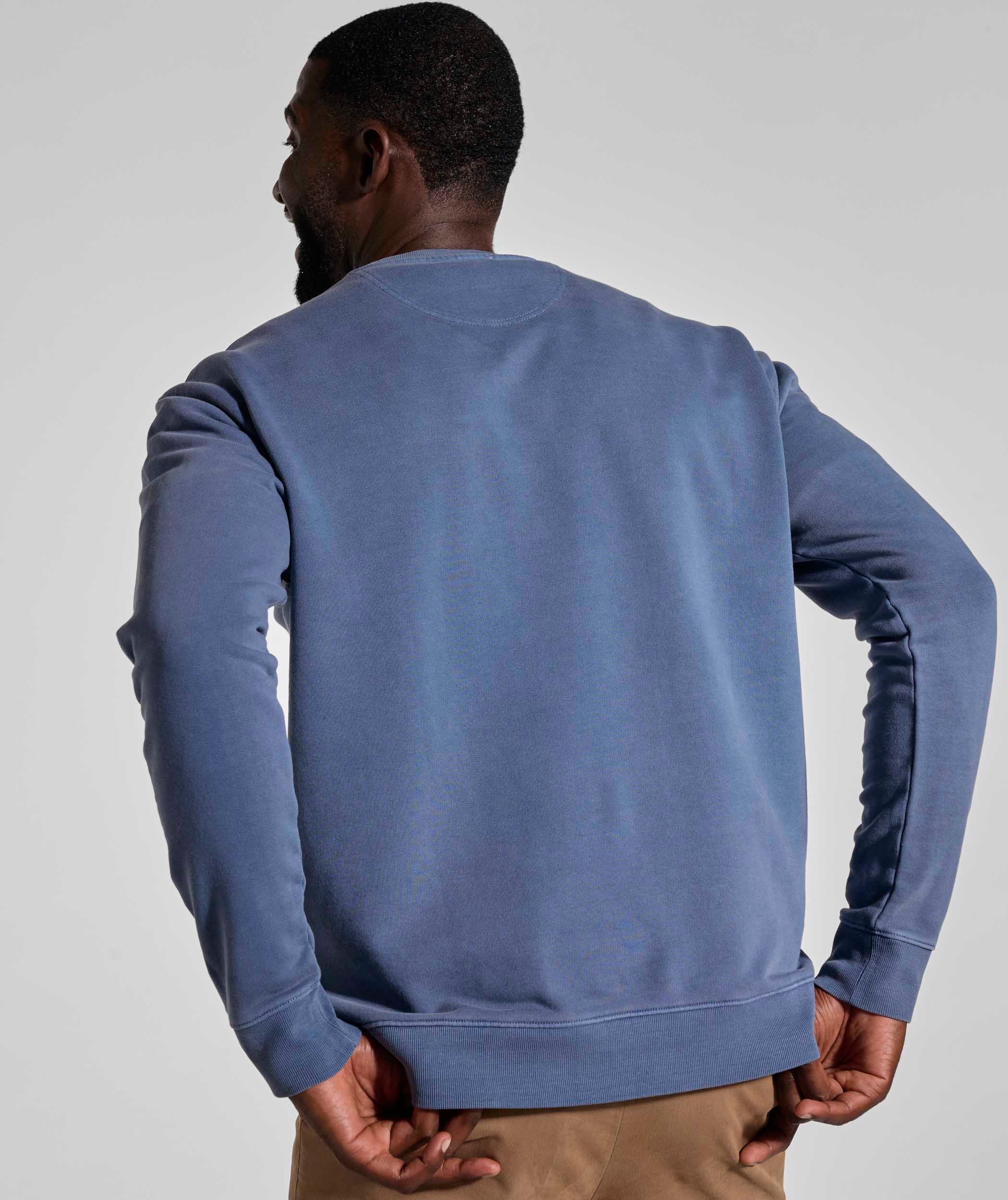 Mens Washed Crew Neck Sweater - Blue
