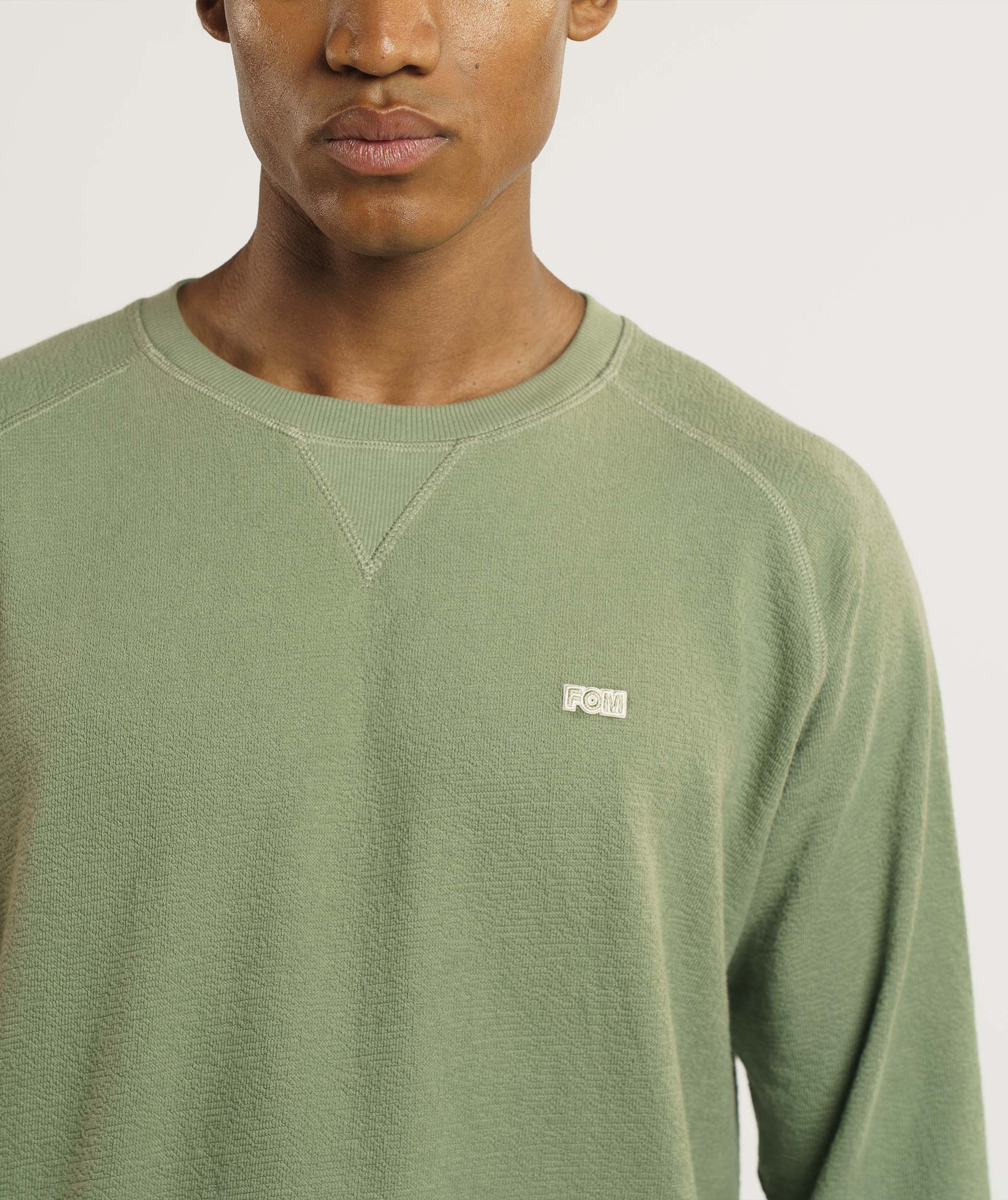 Mens Long Sleeve Textured Tee - Sea Spray