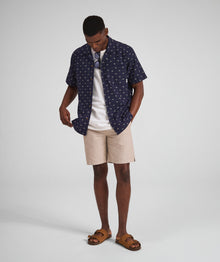 Mens Linen Blend Drawcord Shorts - Ecru