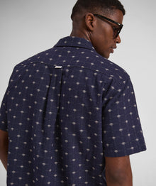 Mens Textured Short Sleeve Shirt - Navy