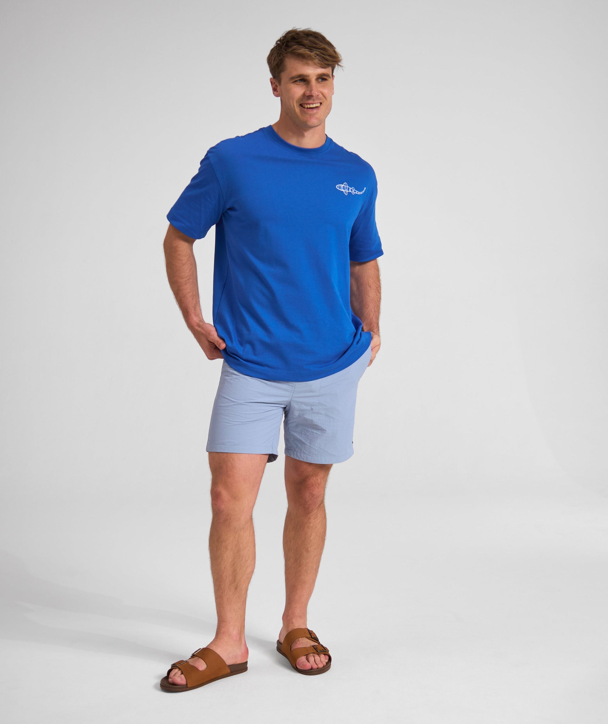 Mens Shy Shark Graphic Tee - Cobalt