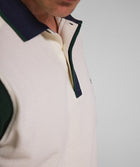 Mens Short Sleeve Honeycomb Golfer - Ivory Colour Block