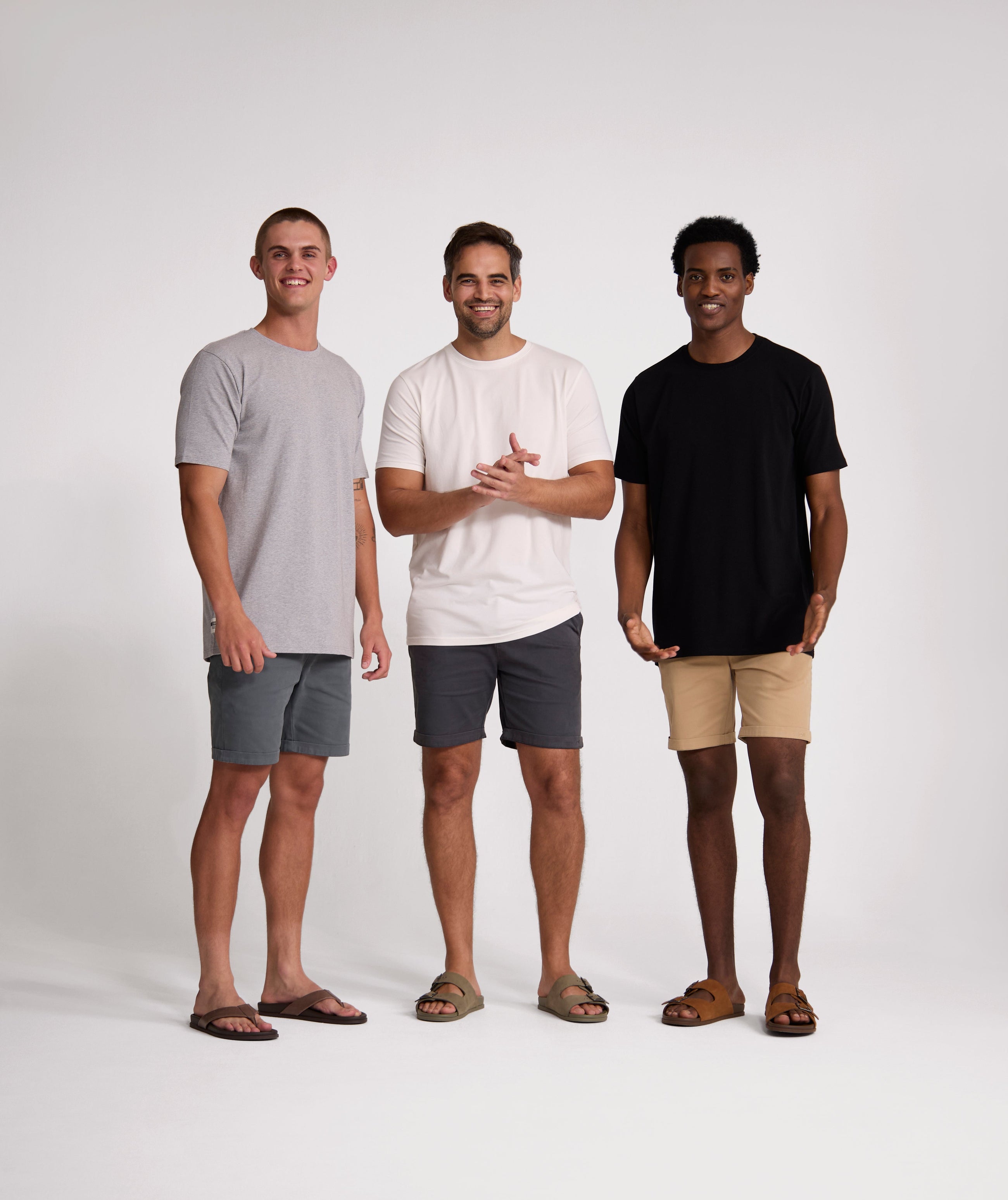 Essential 3-Pack Tees - Ivory / Black / Grey Melange