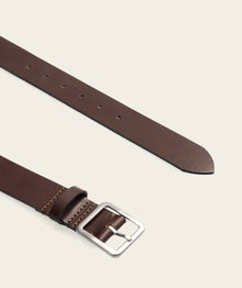 Mens Belt - Choc Brown/ Brushed Silver Buckle