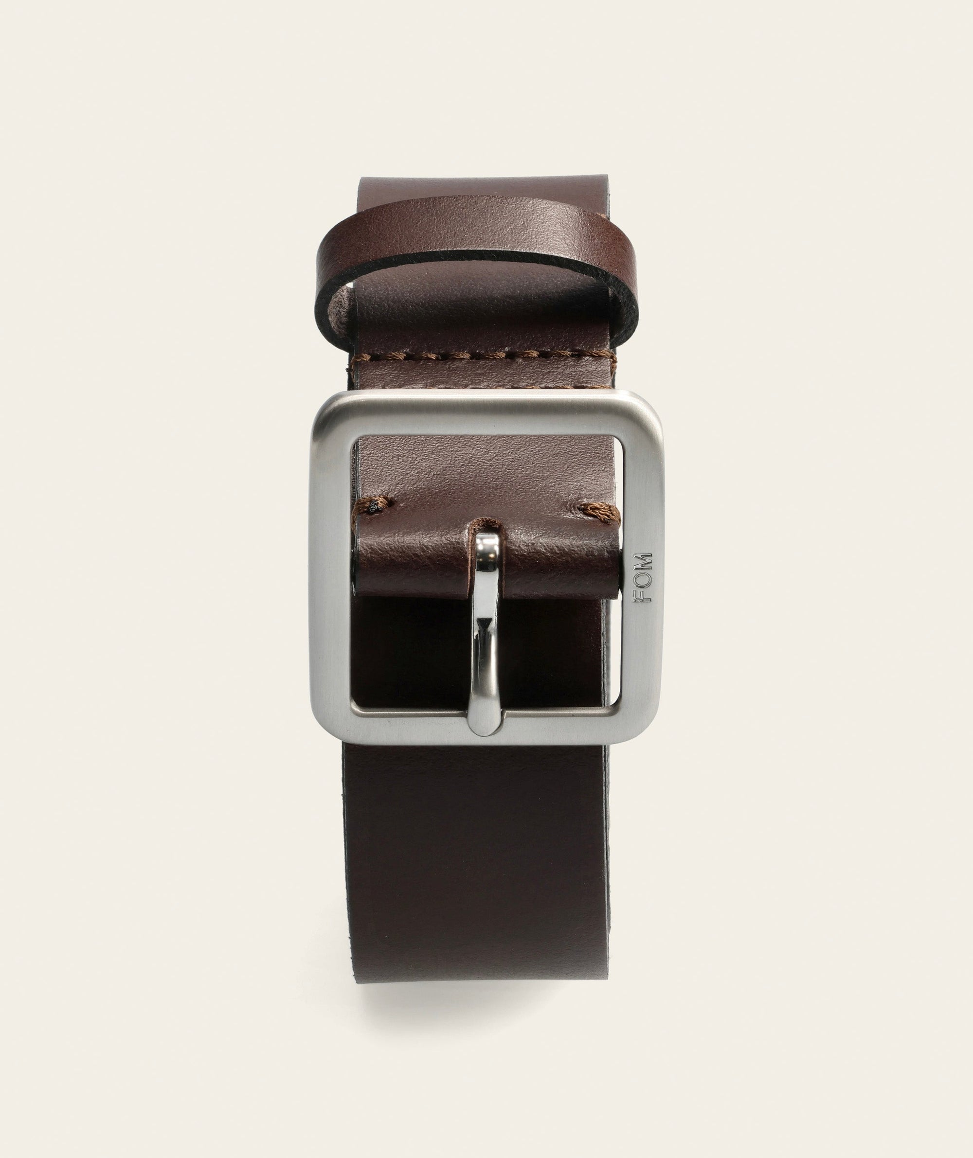 Mens Belt - Choc Brown/ Brushed Silver Buckle