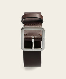 Mens Belt - Choc Brown/ Brushed Silver Buckle