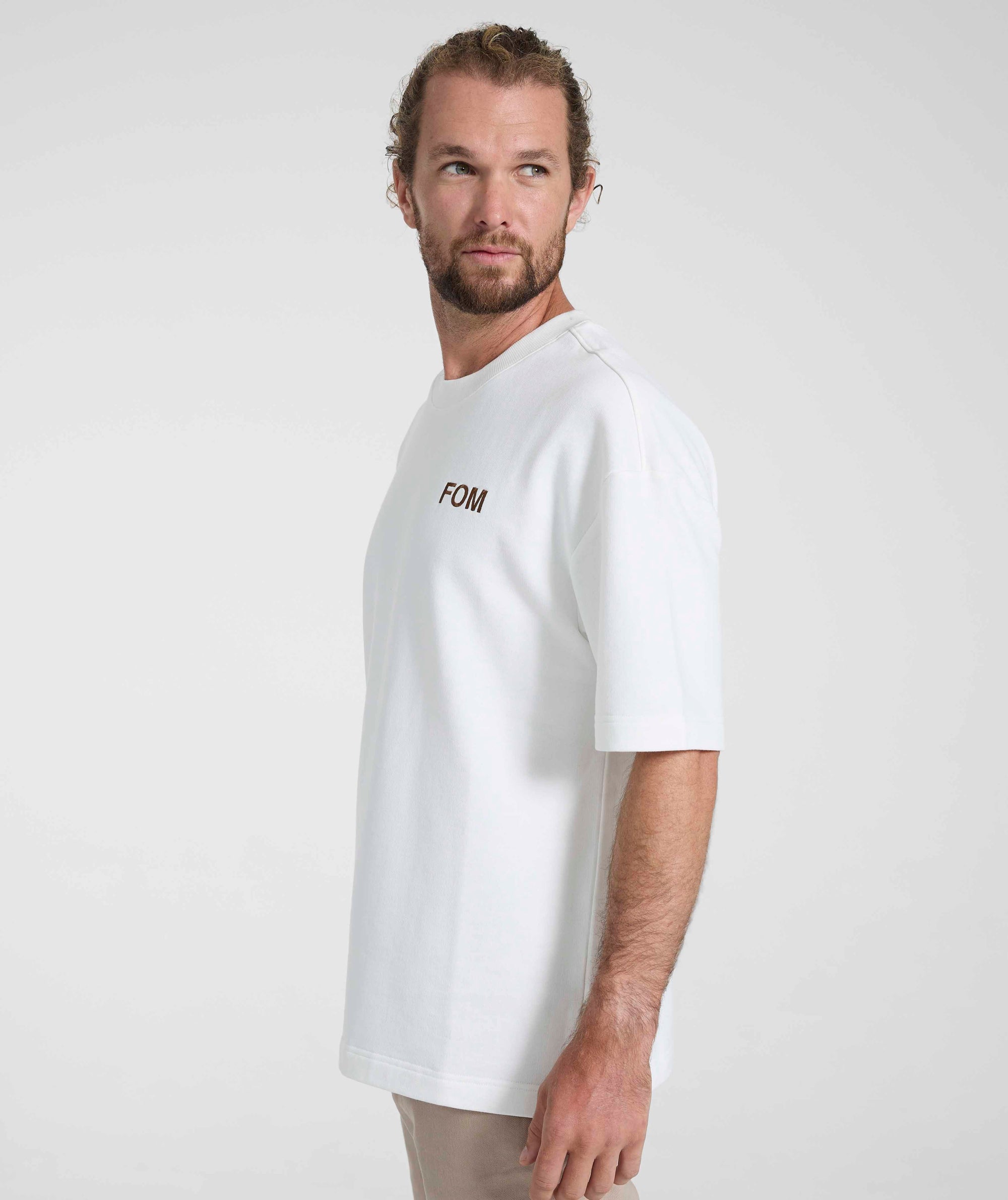 Men's Fleece Crew Neck Tee - Ivory
