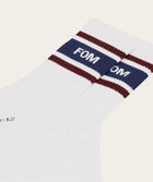 Socks Crew - Optic White/ Blue & Burgundy (Size 8-12)