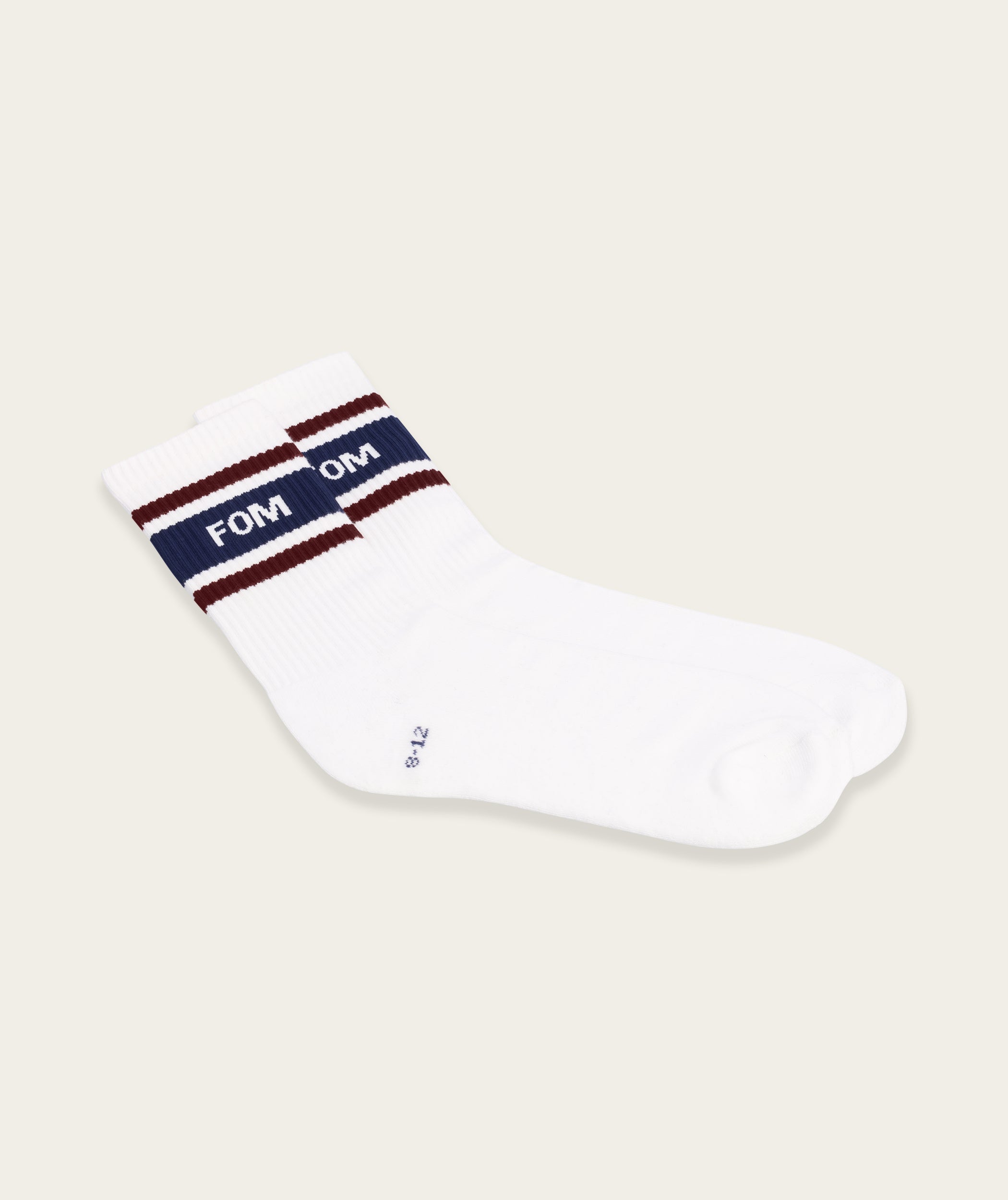 Socks Crew - Optic White/ Blue & Burgundy (Size 8-12)