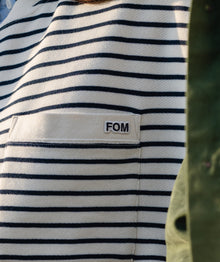 Ladies Pocket Stripe Sweater - Ivory & Navy