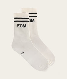 Socks Crew - Off-White/ Black Stripes (Size 8-12)
