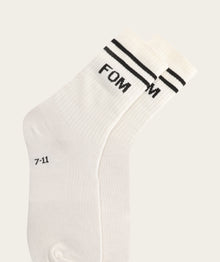Socks Crew - Off-White/ Black Stripes (Size 8-12)
