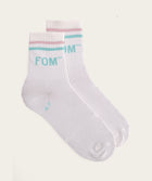 Socks FOM Active - Off-White/ Blush & Mint Stripes (Size 4-7)