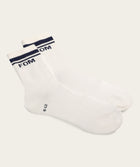 Socks Crew Twin Pack - Off-White & Navy Stripes (Size 8-12)