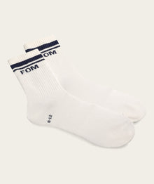 Socks Crew Twin Pack - Off-White & Navy Stripes (Size 8-12)