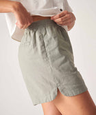 Ladies Linen Blend Drawcord Shorts - Seafoam Green