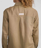 Ladies Linen Blend Shacket - Gray Green