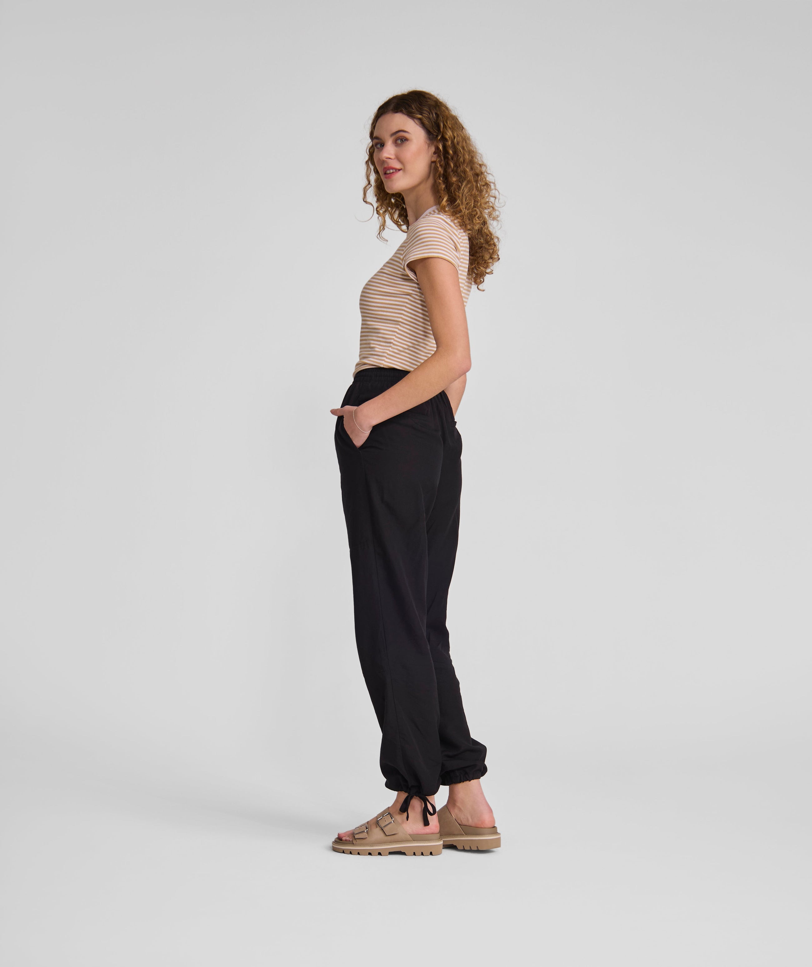 Ladies 1x1 Soft Rib Tee - X Stone Stripe