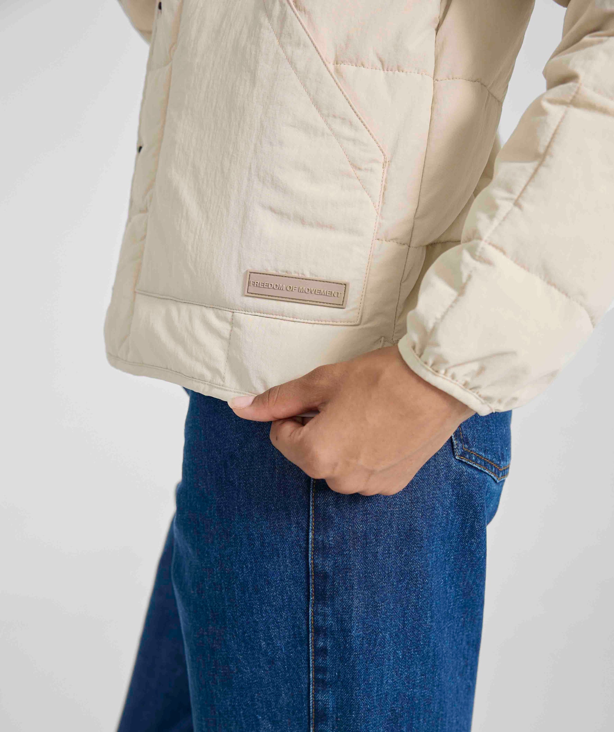 Ladies Quilted Puffer Jacket - Ivory