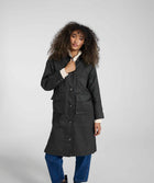 Ladies Coated Cotton Trench Coat - Onyx