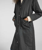 Ladies Coated Cotton Trench Coat - Onyx
