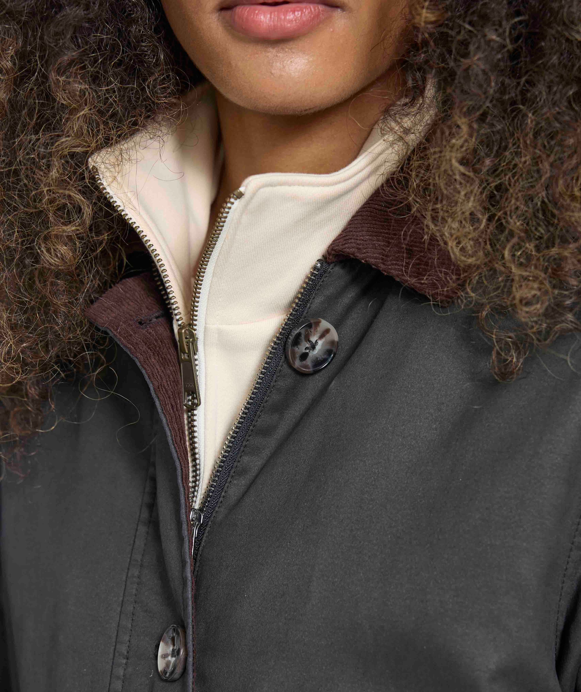 Ladies Coated Cotton Trench Coat - Onyx