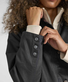 Ladies Coated Cotton Trench Coat - Onyx