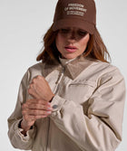 Ladies Cord Collar Bomber Jacket - Stone