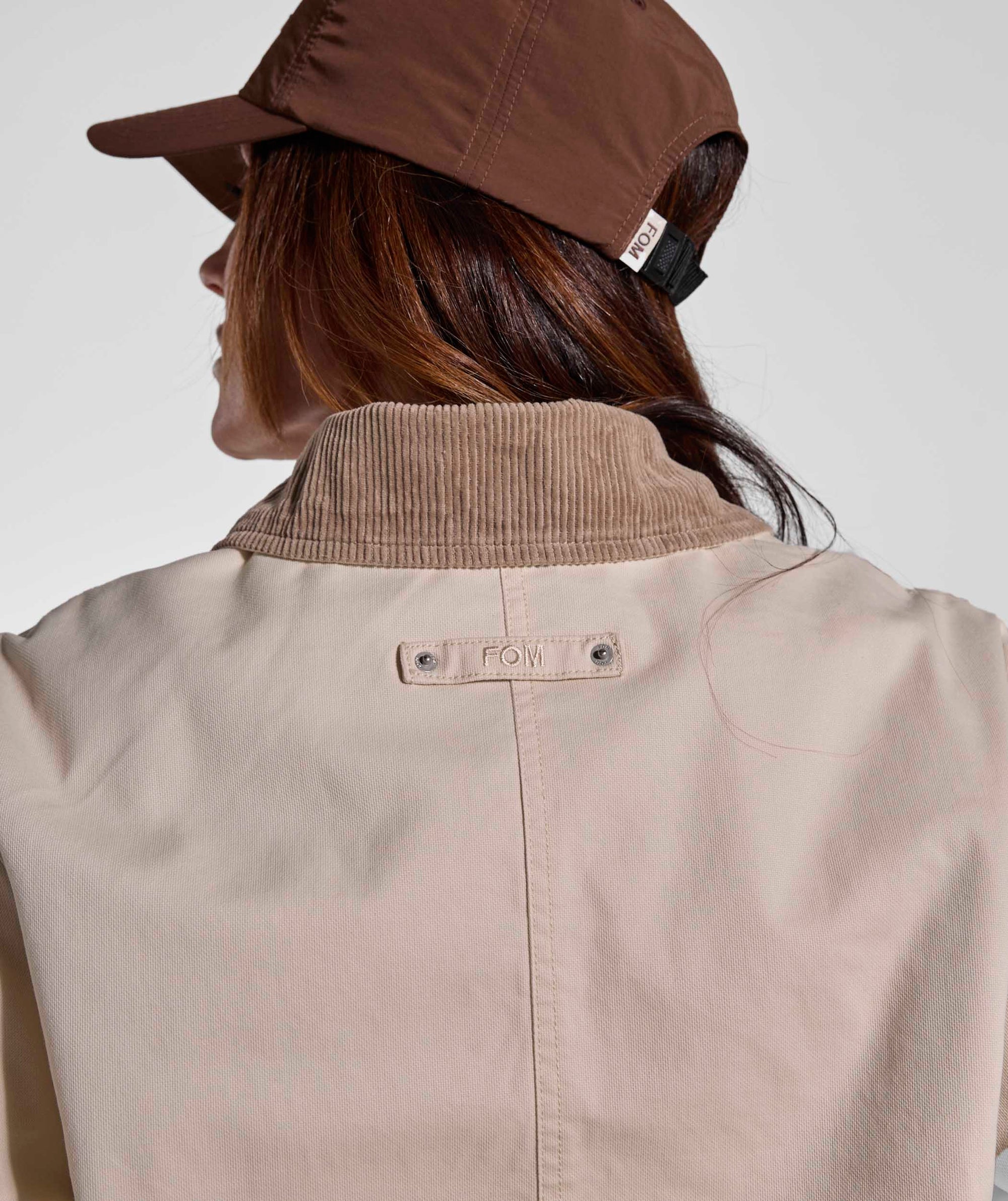 Ladies Cord Collar Bomber Jacket - Stone