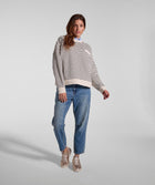 Ladies Pocket Stripe Sweater - Ivory & Navy