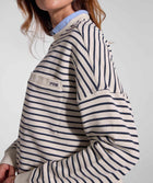 Ladies Pocket Stripe Sweater - Ivory & Navy