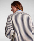 Ladies Pocket Stripe Sweater - Ivory & Navy