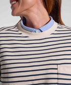 Ladies Pocket Stripe Sweater - Ivory & Navy