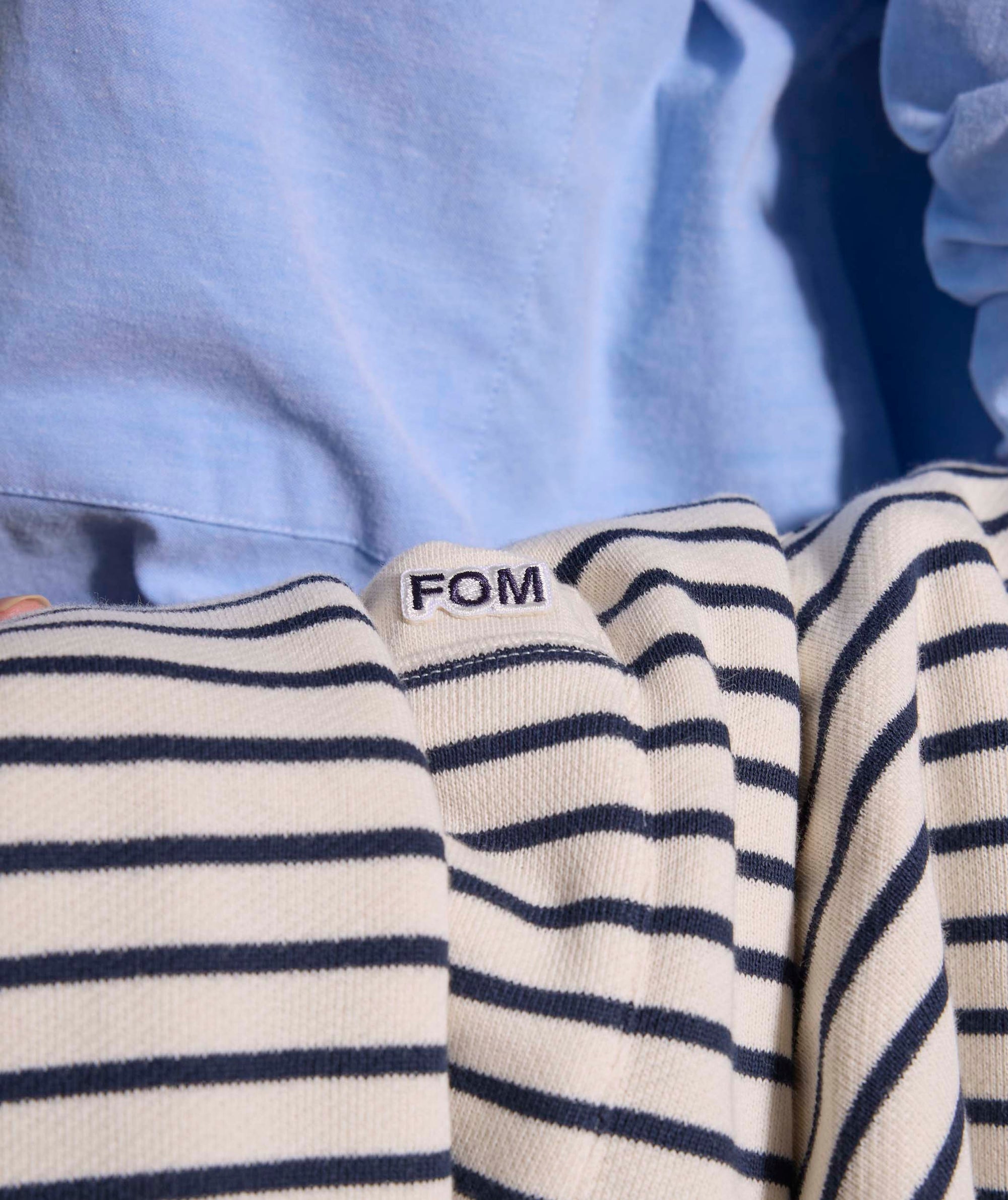Ladies Pocket Stripe Sweater - Ivory & Navy