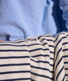 Ladies Pocket Stripe Sweater - Ivory & Navy