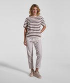 Ladies Relaxed Stripe Tee - Ivory & Chocolate