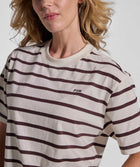 Ladies Relaxed Stripe Tee - Ivory & Chocolate