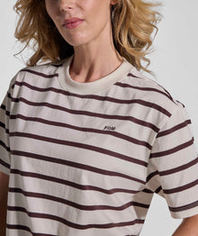 Ladies Relaxed Stripe Tee - Ivory & Chocolate