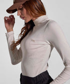 Ladies Slim Fit Turtle Neck Rib Top - Ivory