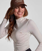 Ladies Slim Fit Turtle Neck Rib Top - Ivory