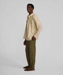 Mens Straight Linen Blend Pants - Olive