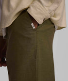 Mens Straight Linen Blend Pants - Olive