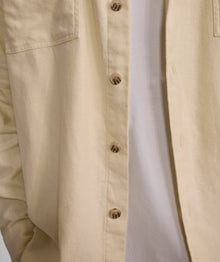 Mens Long Sleeve Cotton Twill Pocket Shirt - Ecru