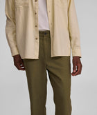 Mens Straight Linen Blend Pants - Olive
