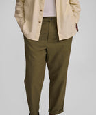 Mens Straight Linen Blend Pants - Olive